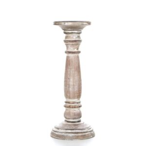 Hosleys Distressed Wooden Pillar Candle Holder