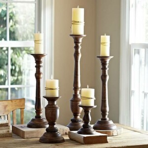 oxford turned wood candleholders