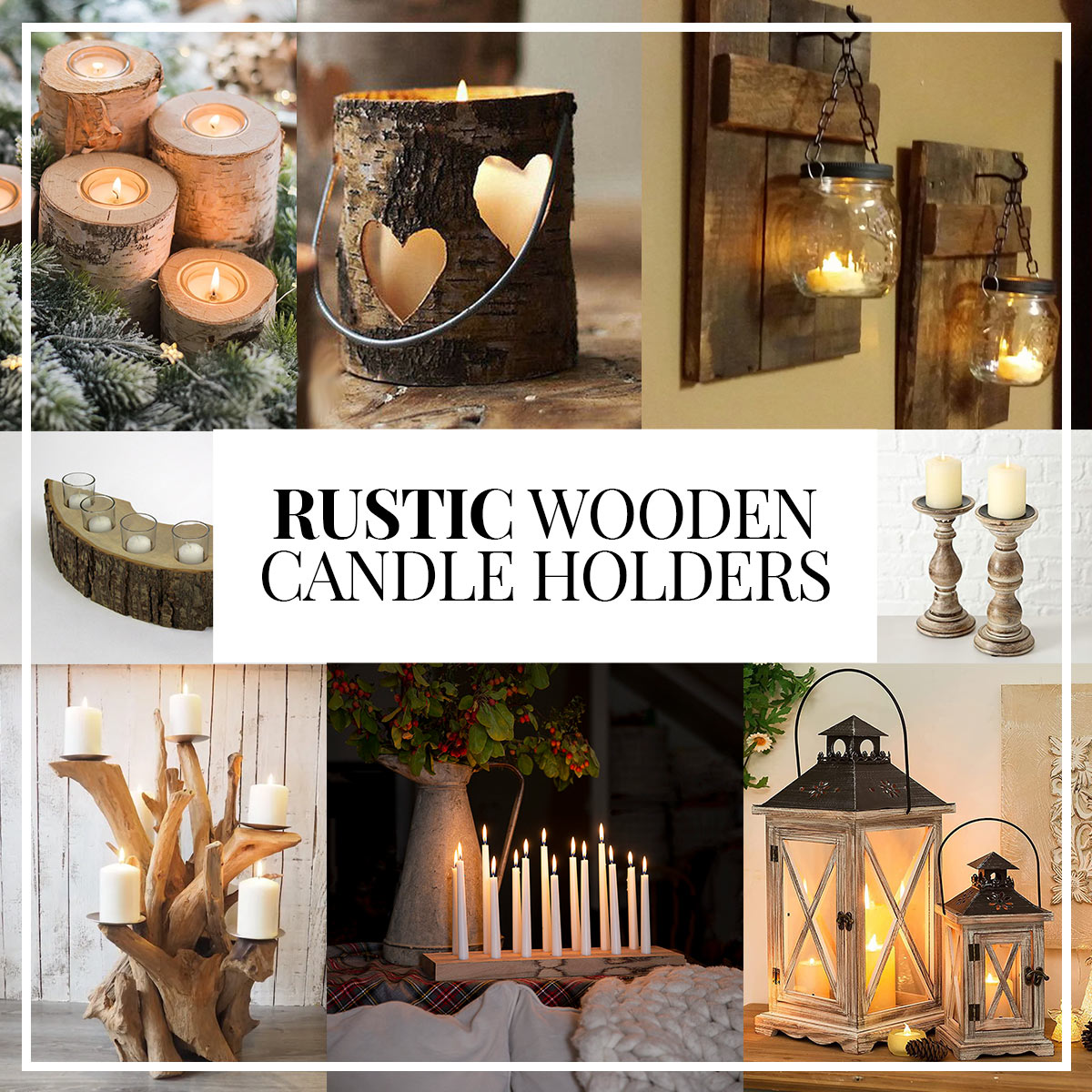 rustic wooden candle holders