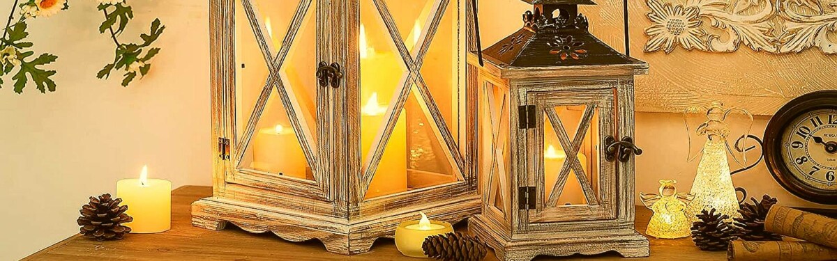 wood lantern candleholders