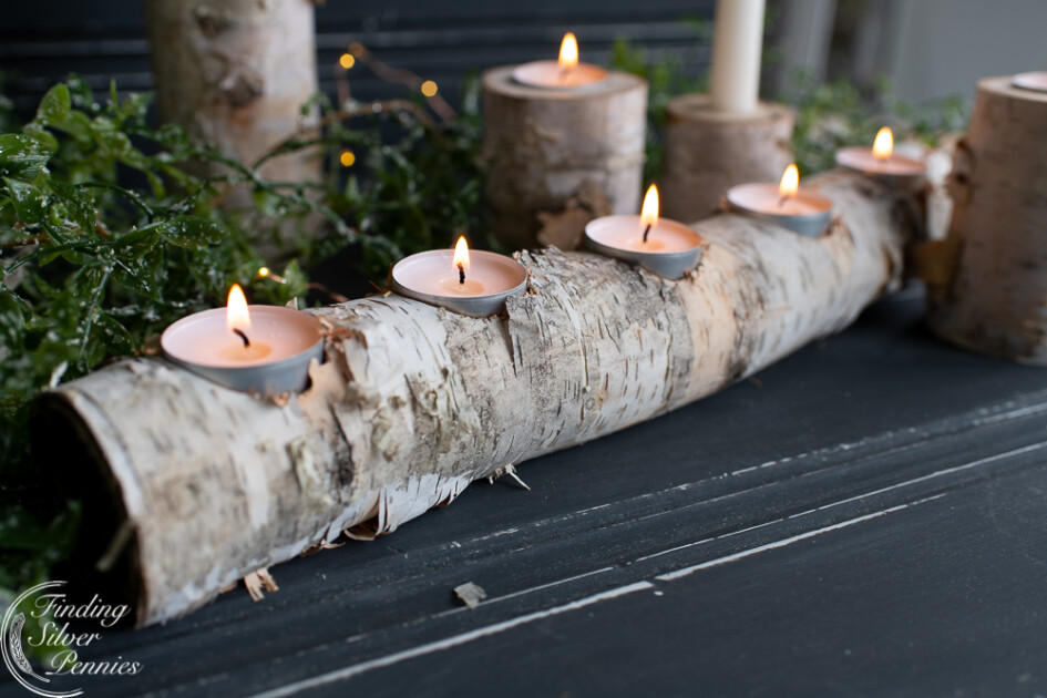 Birch log candle holder