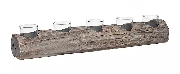 Brown Wooden Tealight Candle Runner