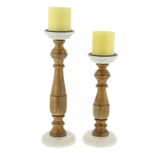 Contemporary Turned Wood Style Candle Holders