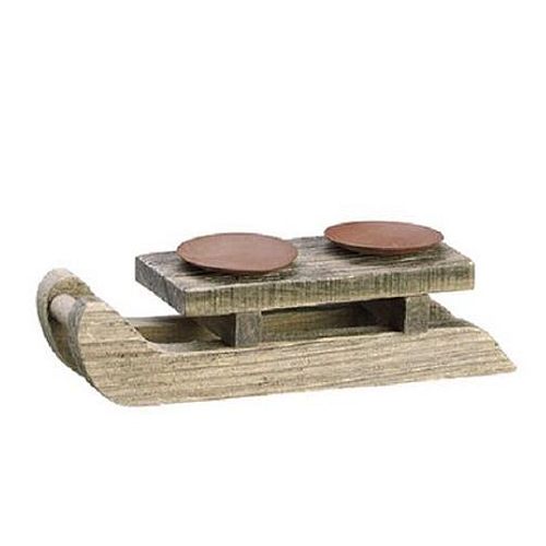 Country Cabin Wooden Sleigh Dual Candle Holder