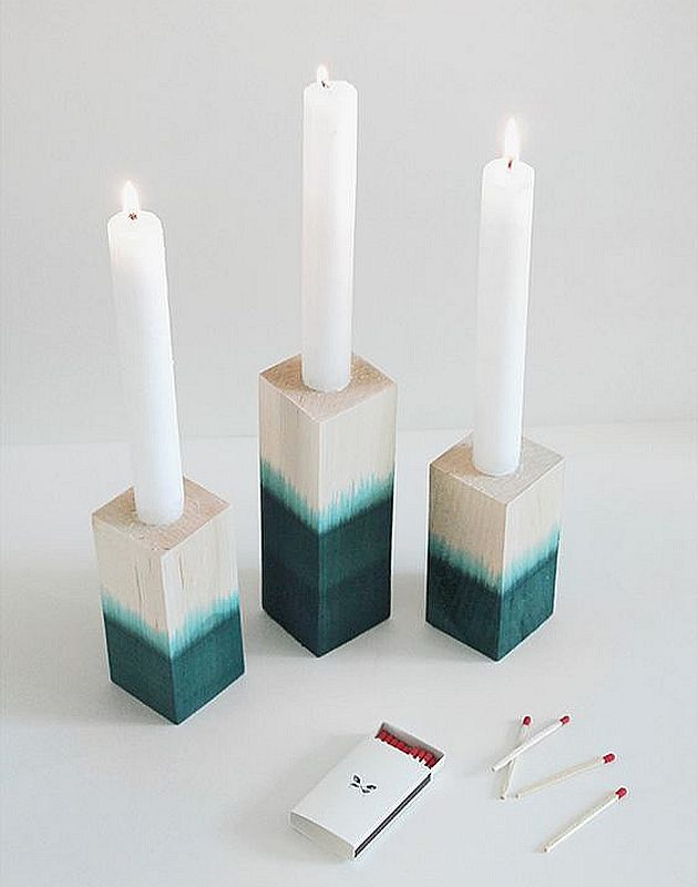 DIY dye dipped candle holders