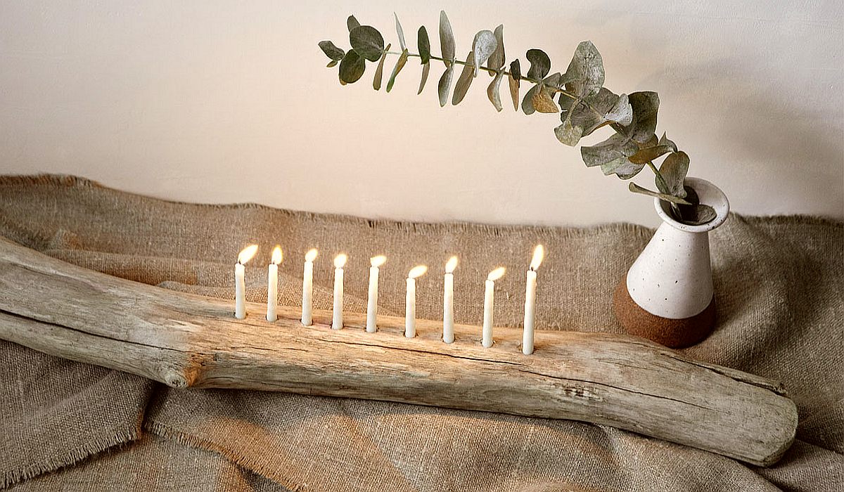 DIY log candlesticks