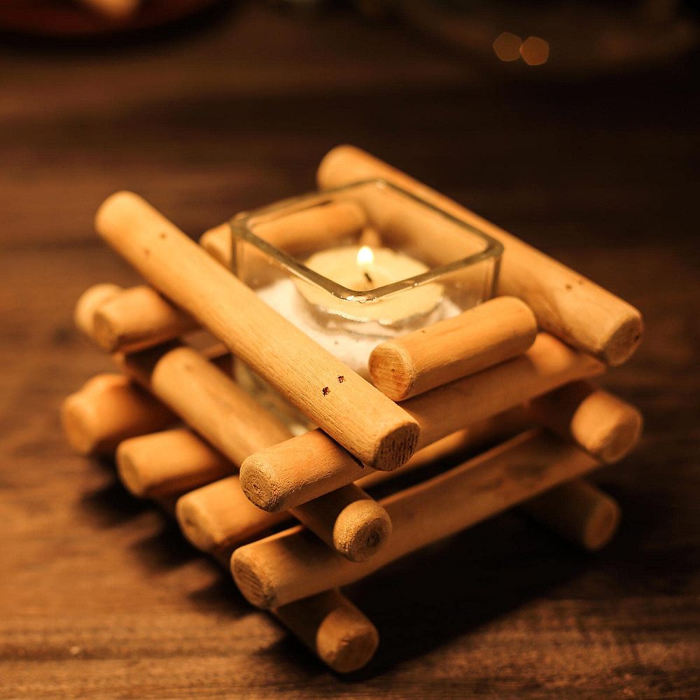 Driftwood Wooden Candle Holder