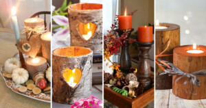 Fall Decor Ideas with Wooden Candle Holders