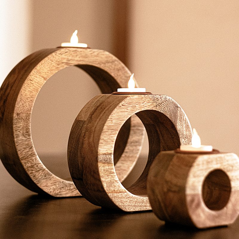 wooden candle decoration 