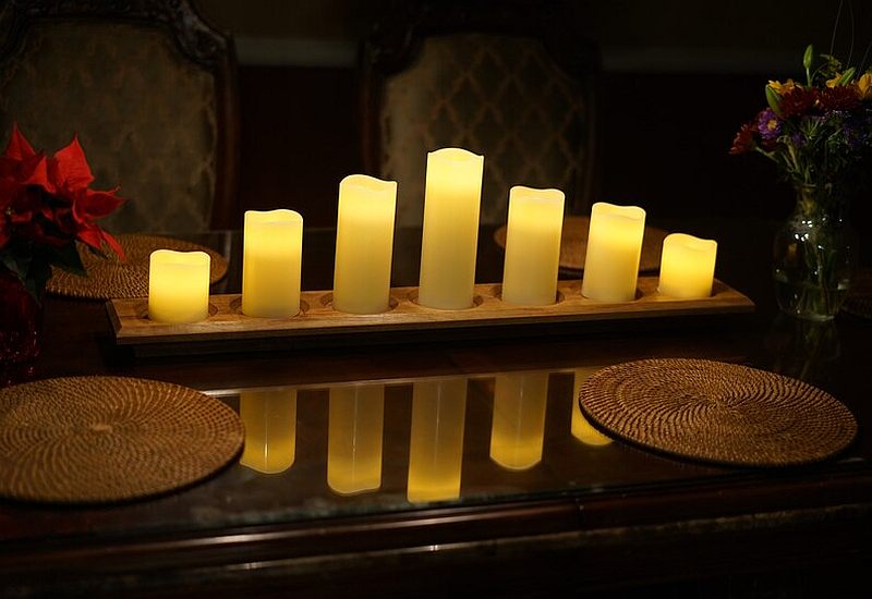 Long Wooden Candle Holder 1