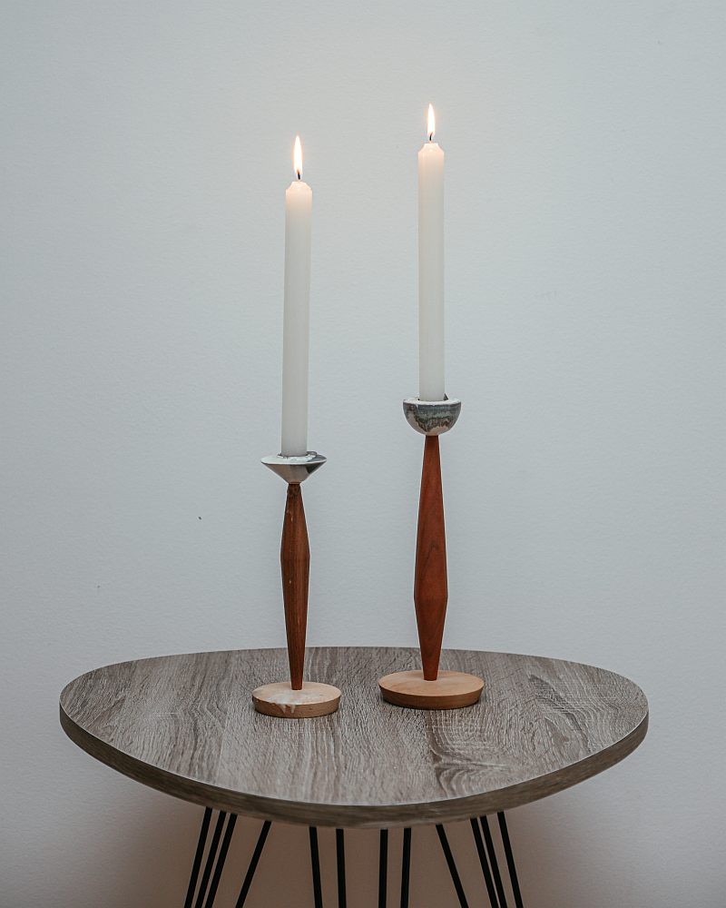 Minimalistic Wood Taper Candle Holder Decor
