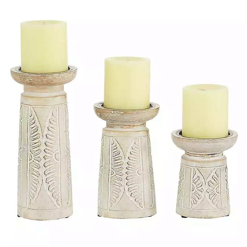 Ornate Carved Wooden Taper Candle Holder