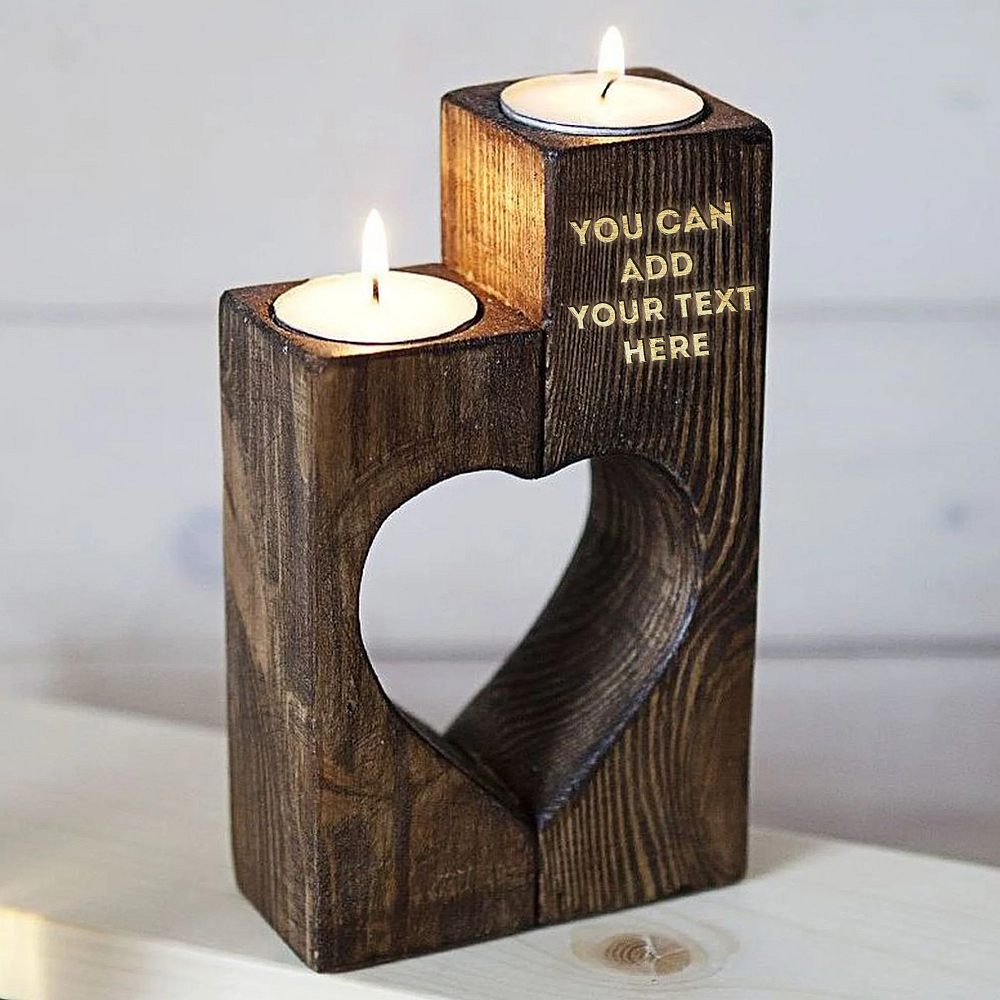 Tvoyahvoya Personalized Rustic Wooden Tealight Candle Holder