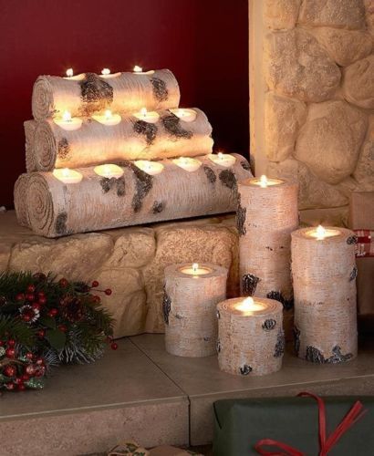 dull wall log candle holder