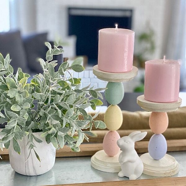 easter egg candle holders tray