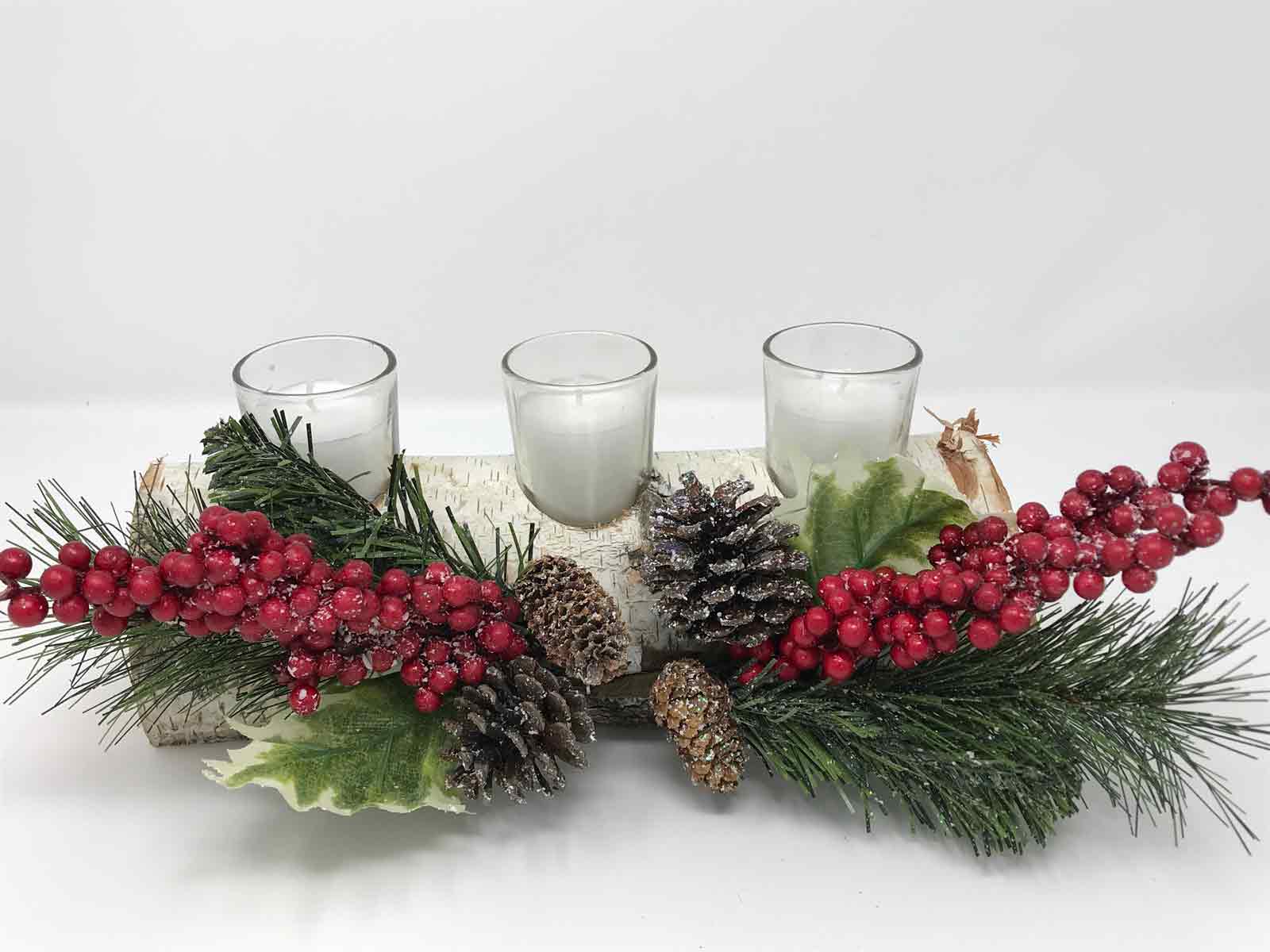 handcrafted birchwood candle holder christmas