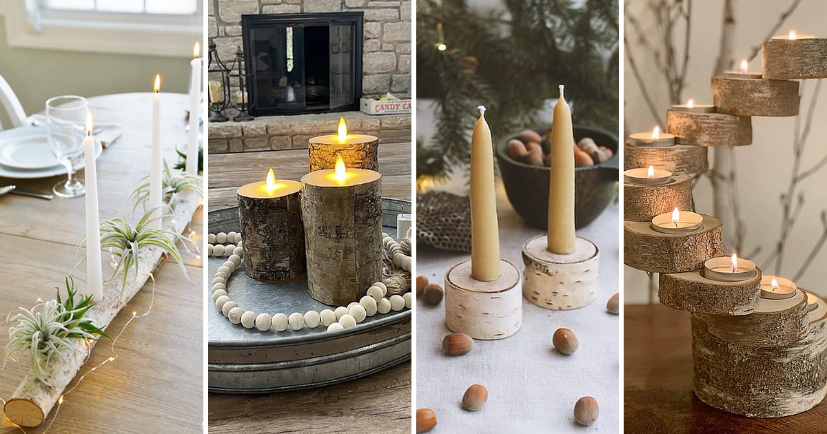 35+ Homemade Birch Wood Candle Holders for Home Decor