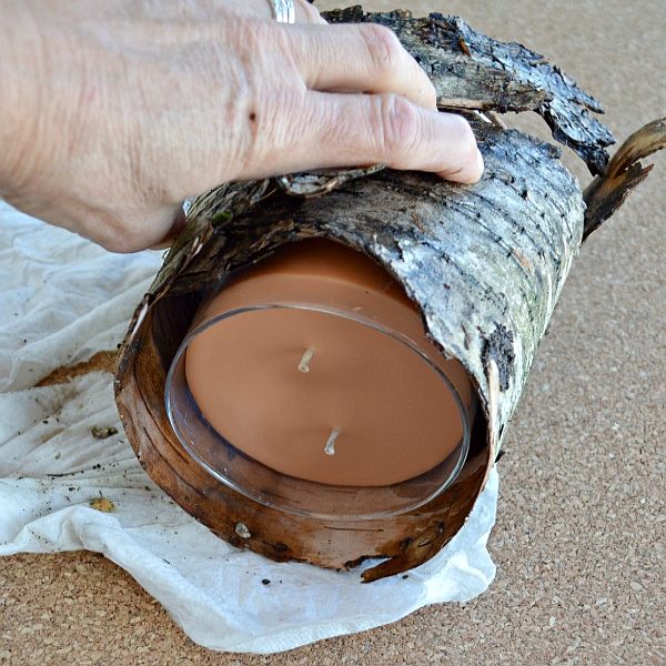 how to make birch bark wrapped candles