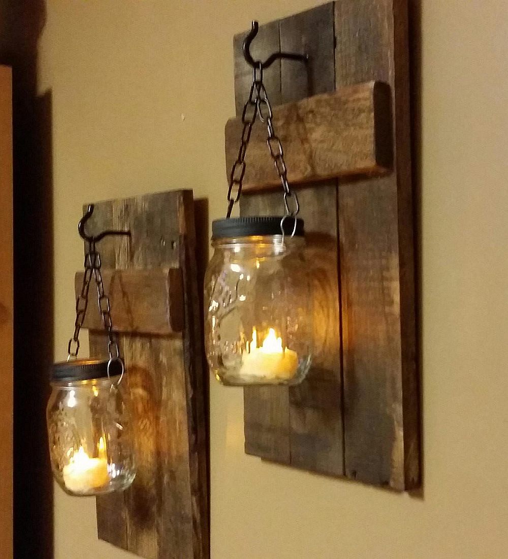 Living room wood wall sconces