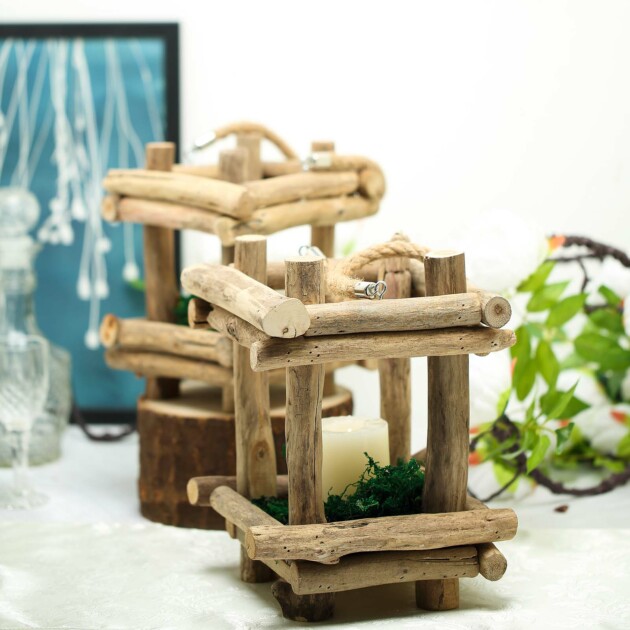 rustic multipurpose wooden lantern centerpiece hanging candle holder with rope handles