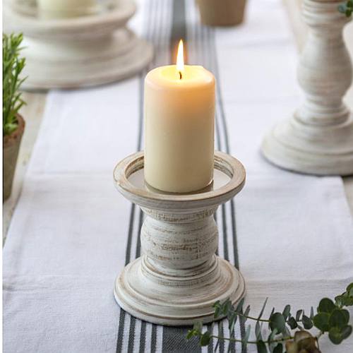 White Wooden Candle Holders