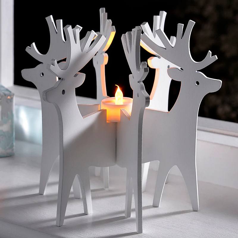 Personalized White Wood Candle Holders