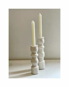 White Wood Candlesticks