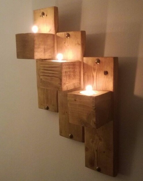 wall Wood TeaLight Candle Holders