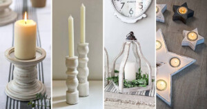 white wood candle holders