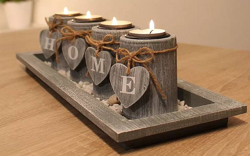 wood candle holders home