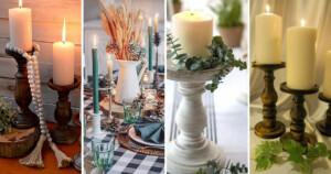 attractive vintage wooden candle holders for your table decorations