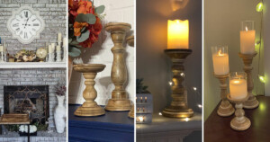 decorate with wood pillar candle holders