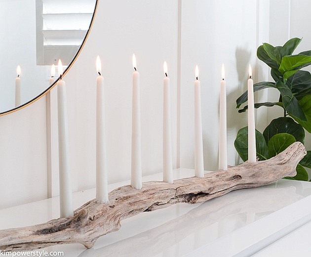 driftwood log candle holder diy craft idea