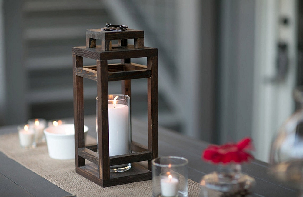 lantern wood candle holder living romm