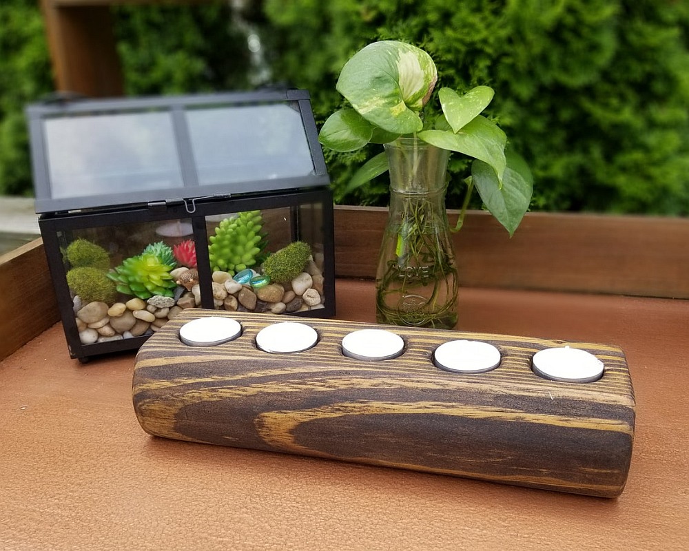 wood candle holder outdoor