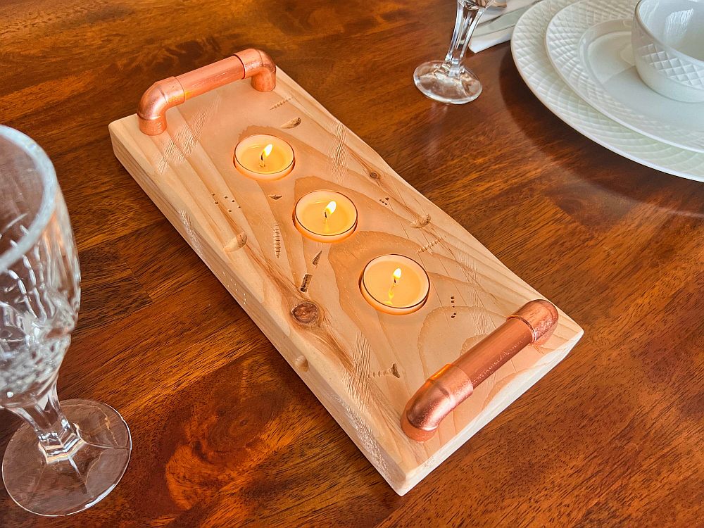 wood candle tray