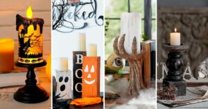 diy wooden candle holders for creepy halloween decorations