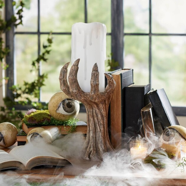 gnarled tree hand candle holder