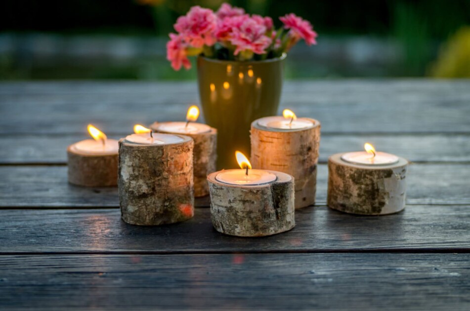 rustic wood candle holder centerpiece