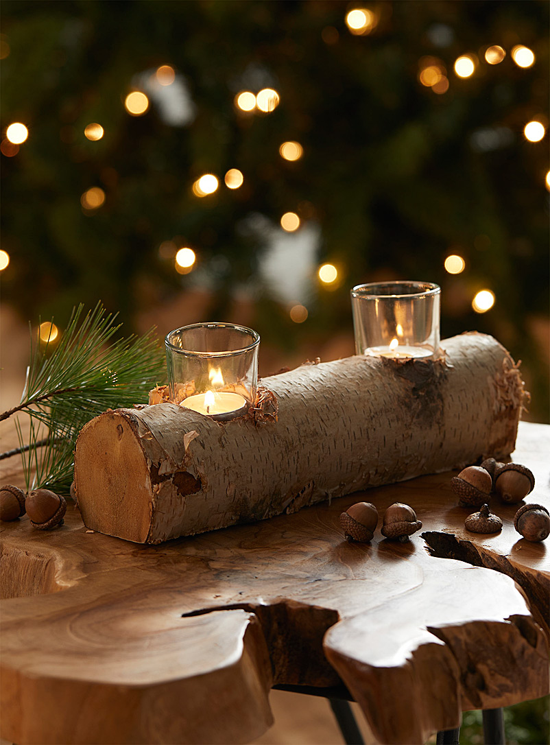 rustic wood candle holder christmas