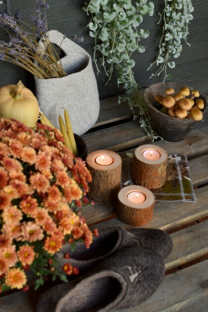 rustic wood candle holder nice setup