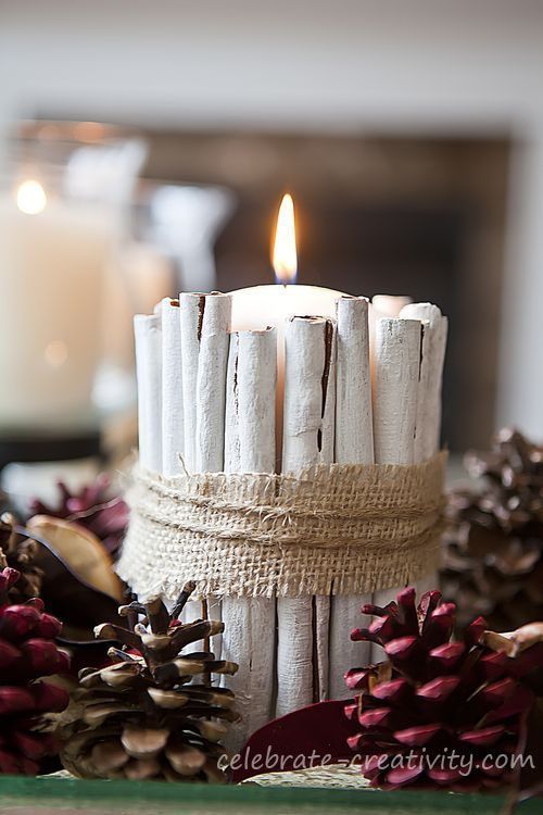 rustic wood candle holder sticks white