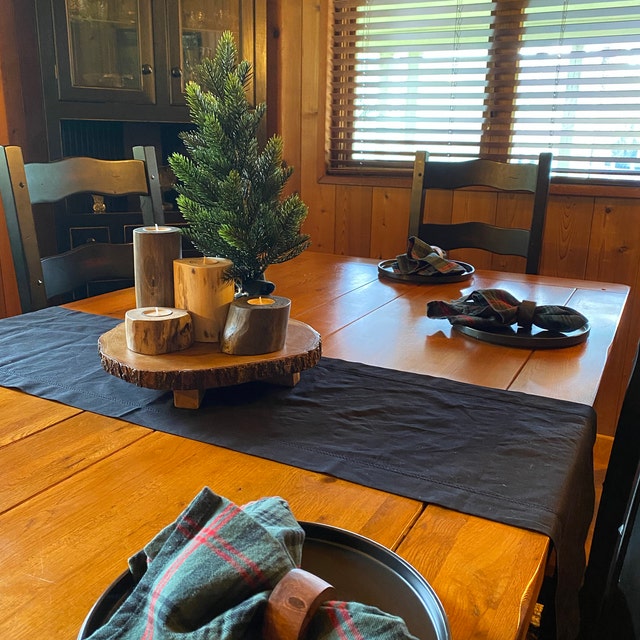 rustic wood candle holder dining table