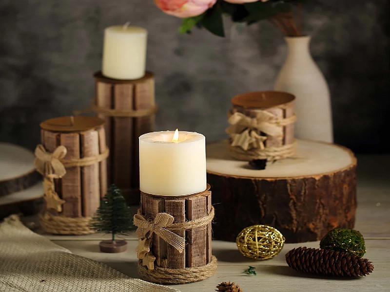 wooden candle holders for home and event decor