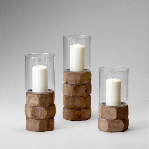 Natural Wood Pillar Candle Holders