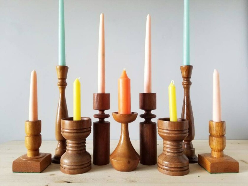 Wood Candlestick Holder set