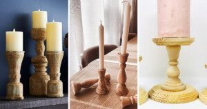 adding creative flair to natural wood pillar candle holders