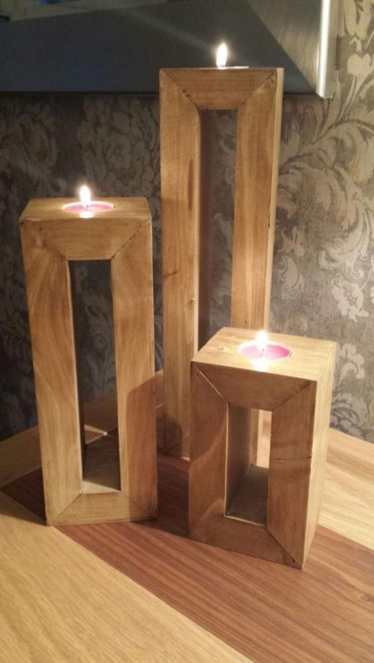 diy wood candle holders set