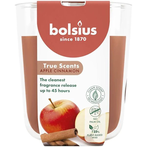 Bolsius True Scents scented glass candle 97/83 mm - Apple and Cinnamon