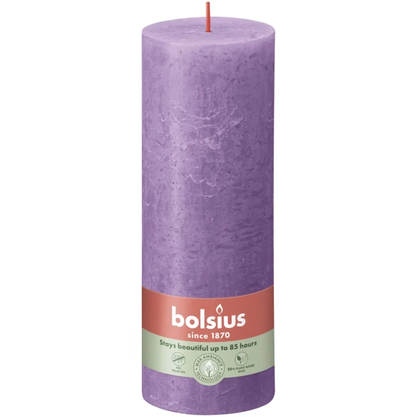 1750227988 619 ¿Como elegir una vela aromatica para cada habitacion Bolsius tronco rústico poste de vela Rustic Shine 190/68 mm 19 cm - Violeta vibrante